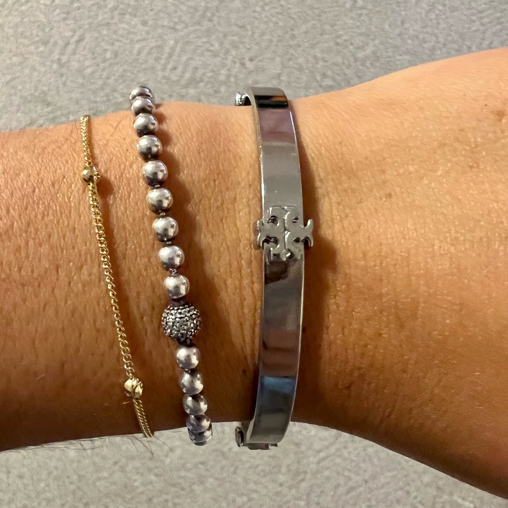 Tory Burch Bangle Bracelet- Silver